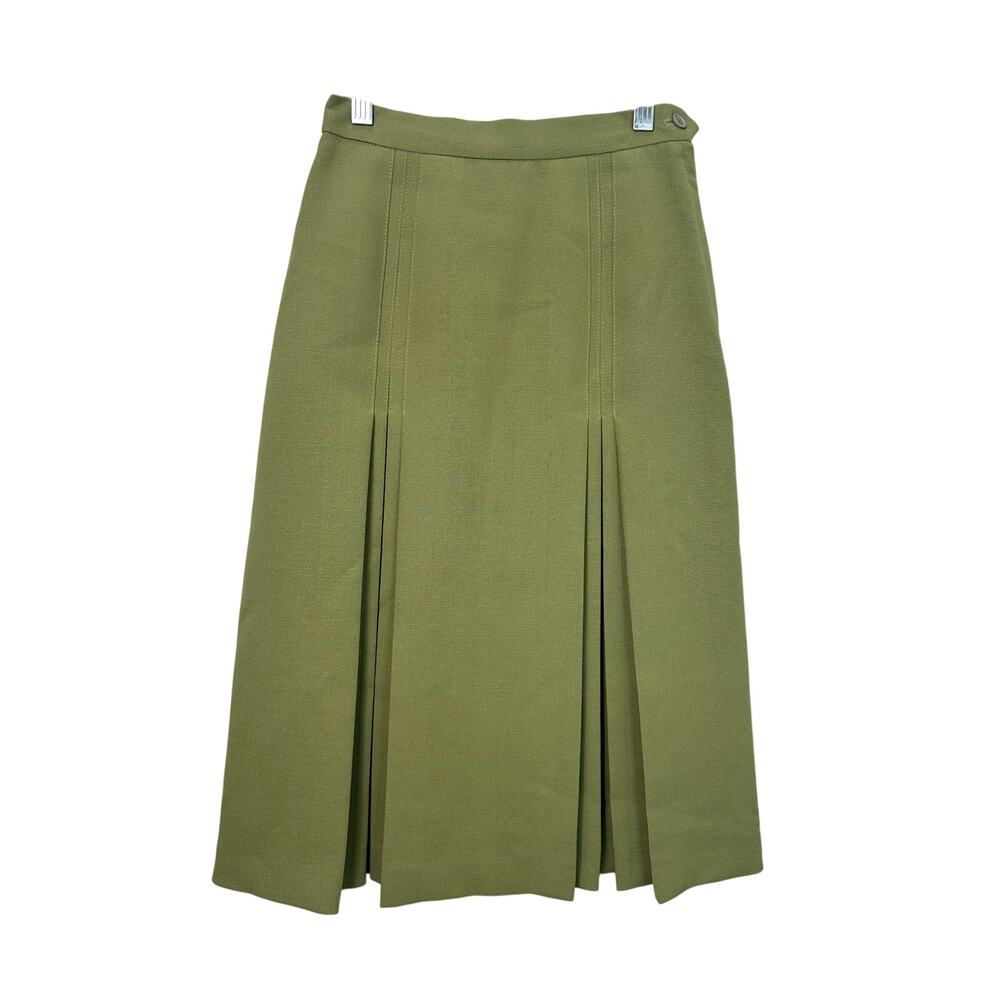 Vintage Joyce Sportswear Union Made 70s Pleated Olive Green Skirt size XXS